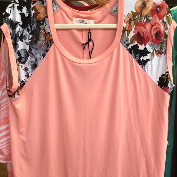Peach Floral Cap Sleeve Tee! - Picture 5 of 12